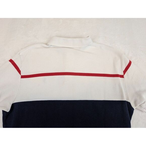 Vtg Polo Ralph Lauren Knit Polo Mens Large White Blue Chest Stripe - Picture 10 of 10